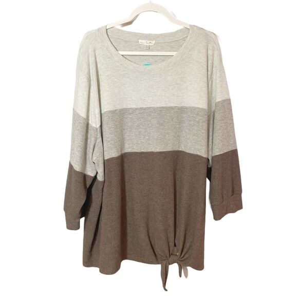 Nine Britton Araya Tie Front Brushed Knit Top - Picture 1 of 6